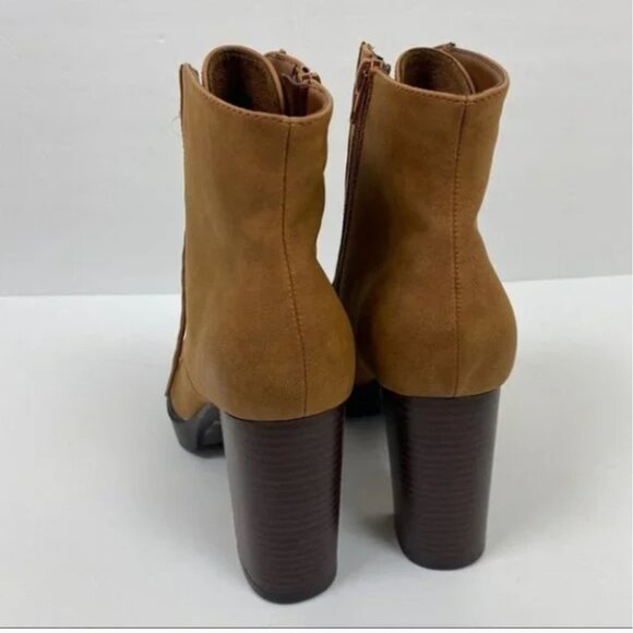 NEW Platform Chunky Heel Lace Up Brown Suede Leather Combat Boots US 9 EU 40 - Picture 4 of 7